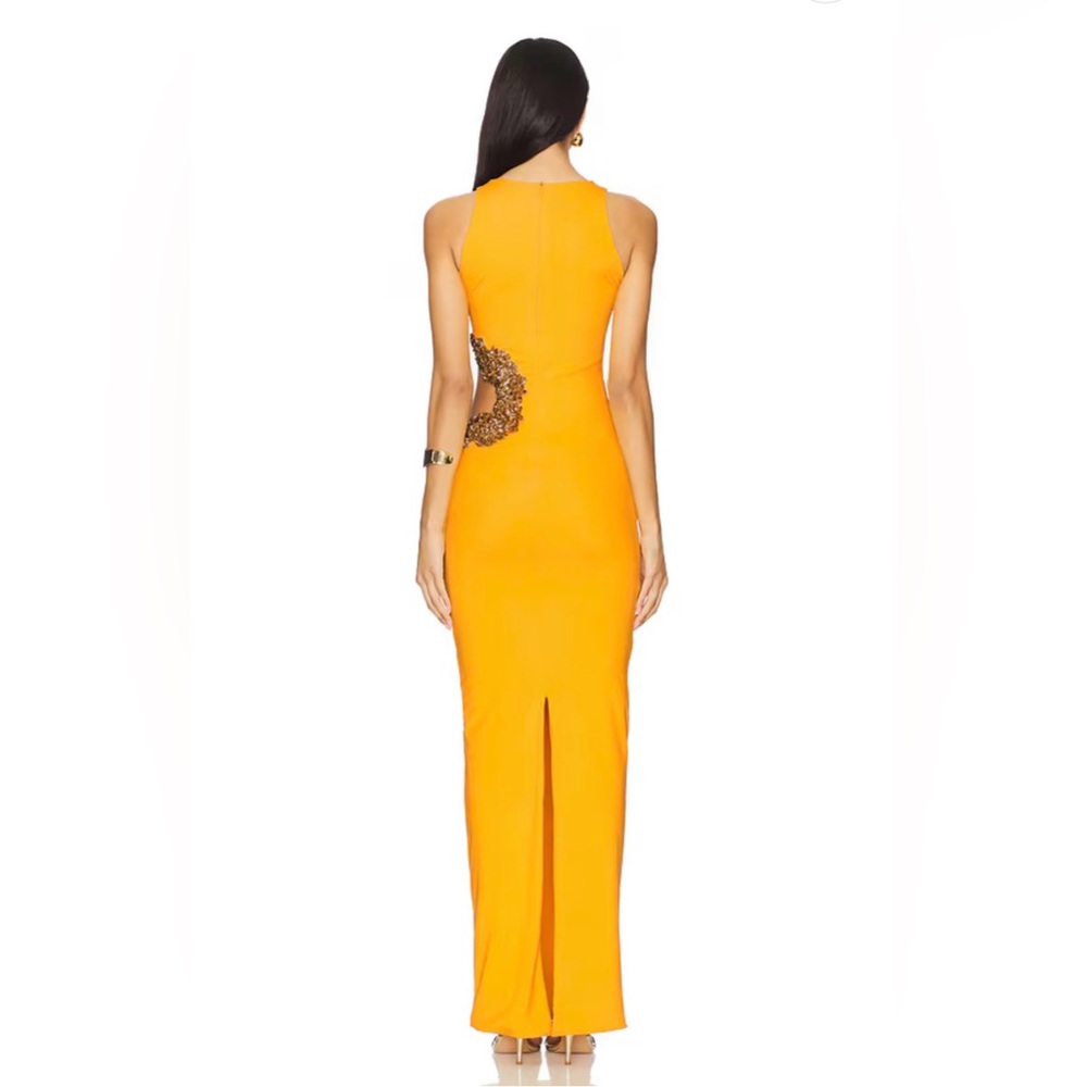 NWOT BRONX AND BANCO Camila Yellow Rhinestone Cutout Maxi Dress - Picture 4 of 15